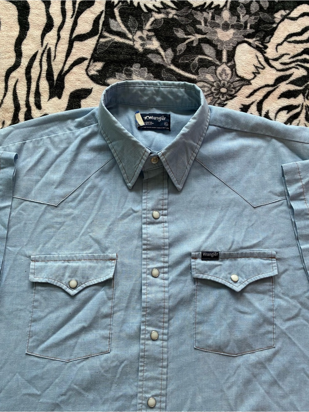 000 - VINTAGE 90s WRANGLER WESTERN PEARL BUTTON SNAP SHORT SLEEVE SHIRT